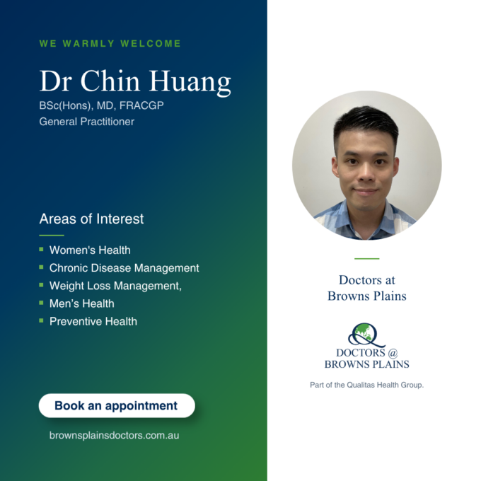 Dr Chin Huang, GP at Doctors @ Browns Plains, Mandarin and Hokkien speaking.