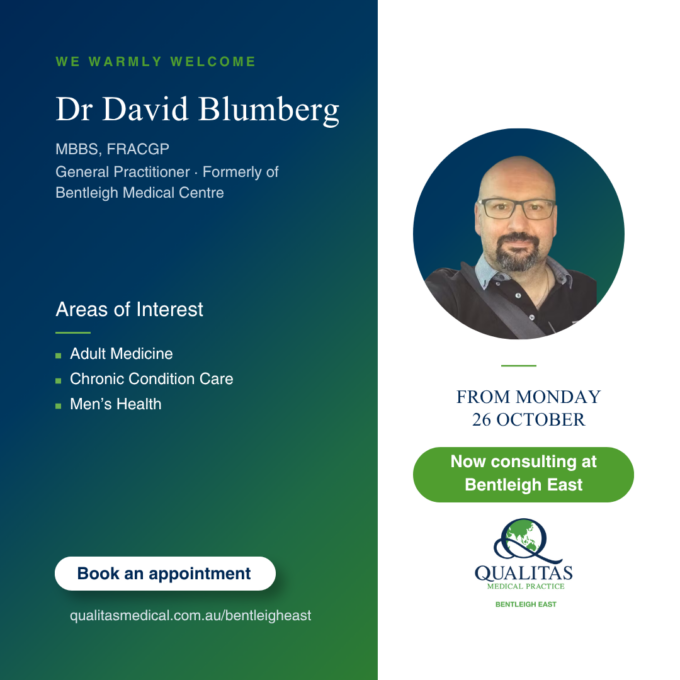 Dr David Blumberg Moving to QMP Bentleigh East